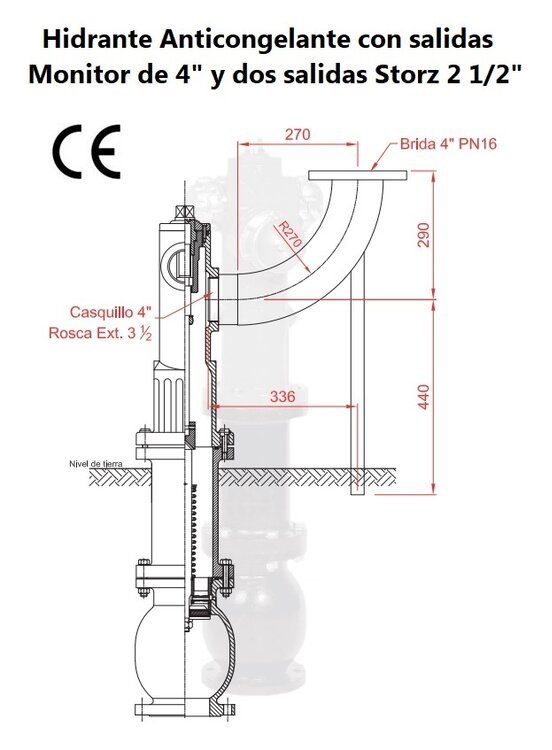 Hidrante anticongelante con conexión para Monitor de incendio - Certificado CE - Zensitec