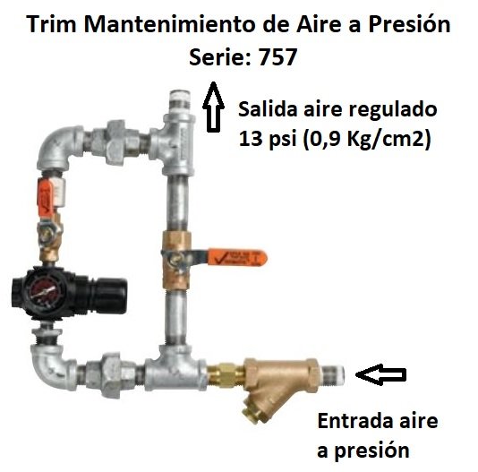 Cuadro de mantenimiento de aire a presión en Sistema Seco 757 - Victaulic